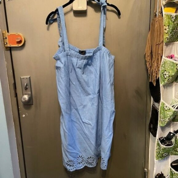 J.Crew Tie-Shoulder Hydrangea Mini Dress Embroidery Size Large - Picture 9 of 15